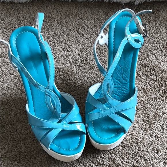 Shoes - Blue wedges.